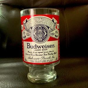 Vintage Budweiser Extra Large Wide Rim Logo Glass, Oversized, 26 Fl. Oz.,